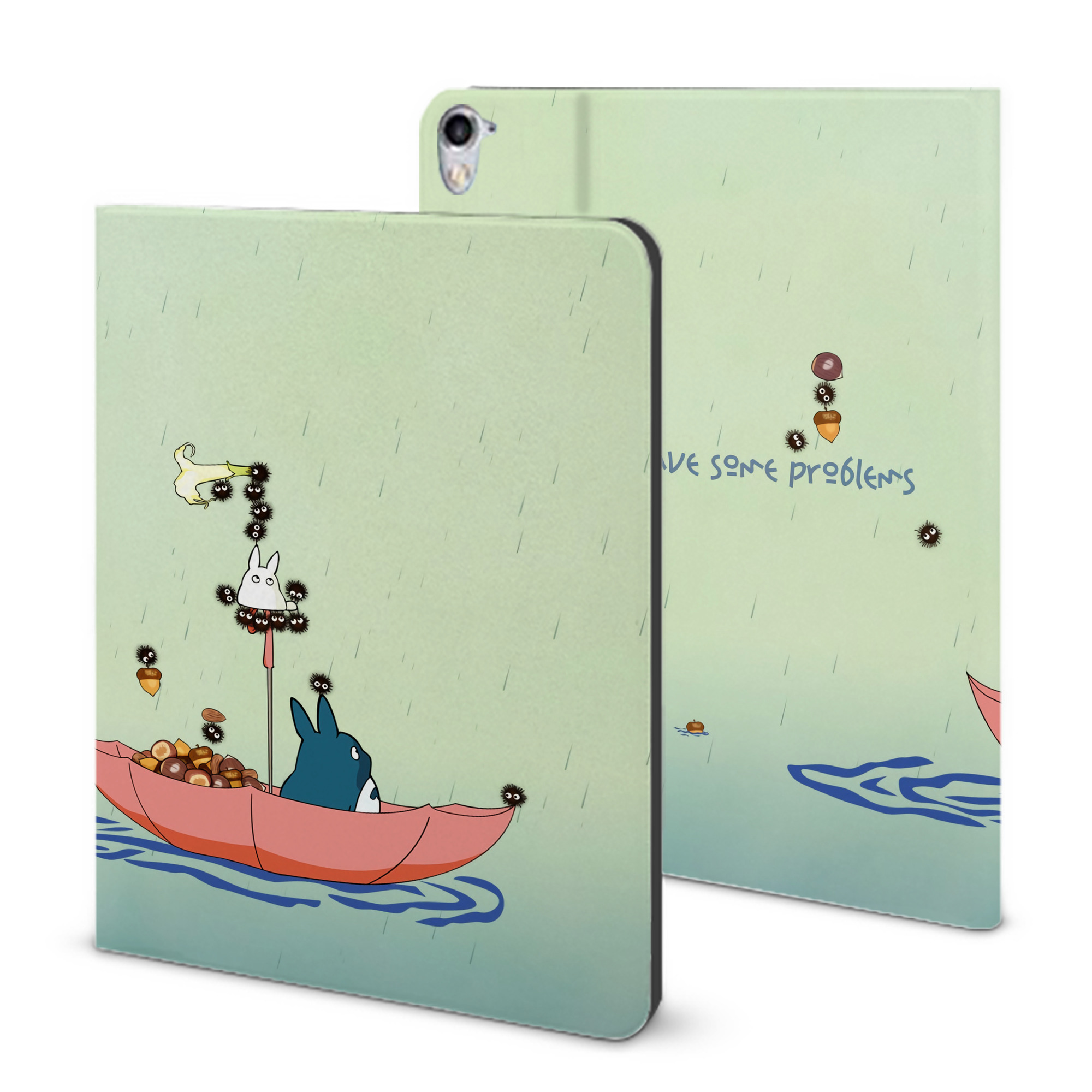 （画像用） となりのトトロ 草壁メイ 草壁サツキ My Neighbor Totoro Satsuki Kusakabe Mei Kusakabe IPad ケース ブック型 PUレザー TPU 耐衝撃 軽量 薄型 ペン収納なし 全面保護 IPad 各モデル対応